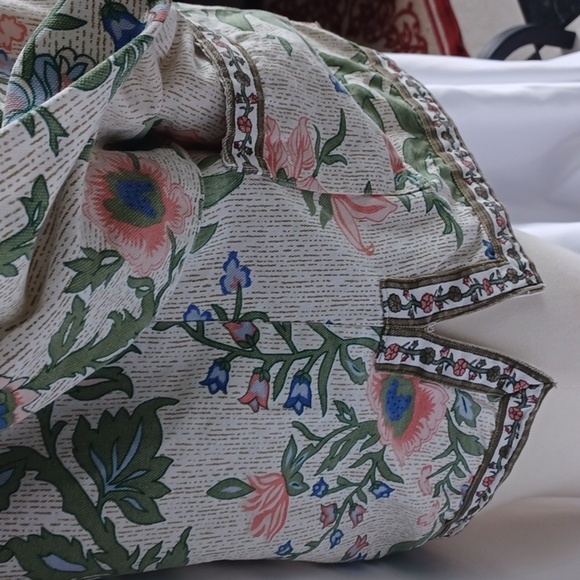 Tudor Court Blazer Floral Mandarin Collar Cotton Garden Asian Vintage, 20" PTP - Picture 5 of 9
